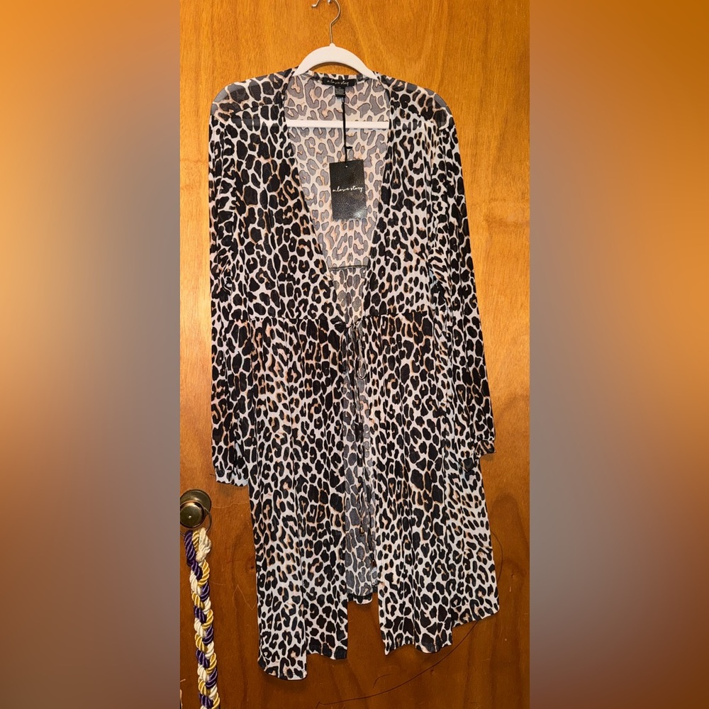 Chic Animal Print Cardigan/Tunic